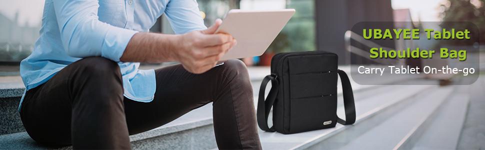 Чоловіча сумка через плече UBAYEE з відділенням для планшета 11'' (iPad), водонепроникна, з RFID захистом, легка, чорна, 27 см