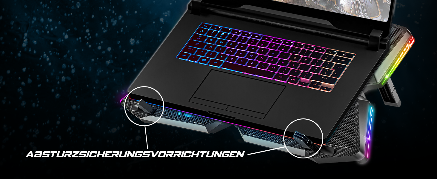 Охолоджувач для ноутбука Spirit of Gamer AIRBLADE 500 (10-17 дюймів), 4 тихі вентилятори, RGB підсвічування, сумісний з PC, PS5, PS4, Xbox