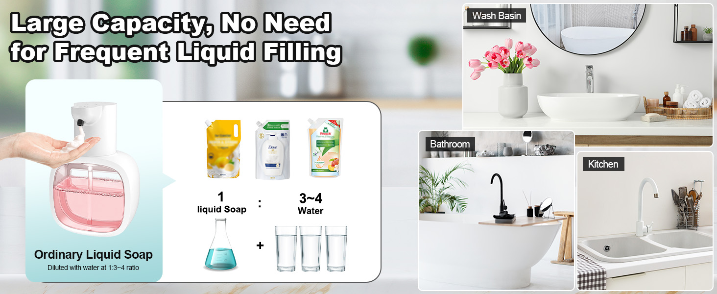 Автоматичний диспенсер для мила Dalugo з USB-C, 500 мл, настінний, електричний сенсор, регульований, для кухні та ванної кімнати