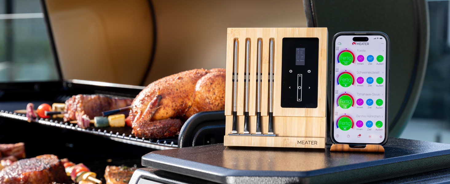 MEATER Block: Бездротовий розумний термометр для м'яса | Для приготування в духовці, на грилі, мангалі, BBQ, Smoke та Rotisserie | Bluetooth та WiFi | 50+ рецептів в додатку