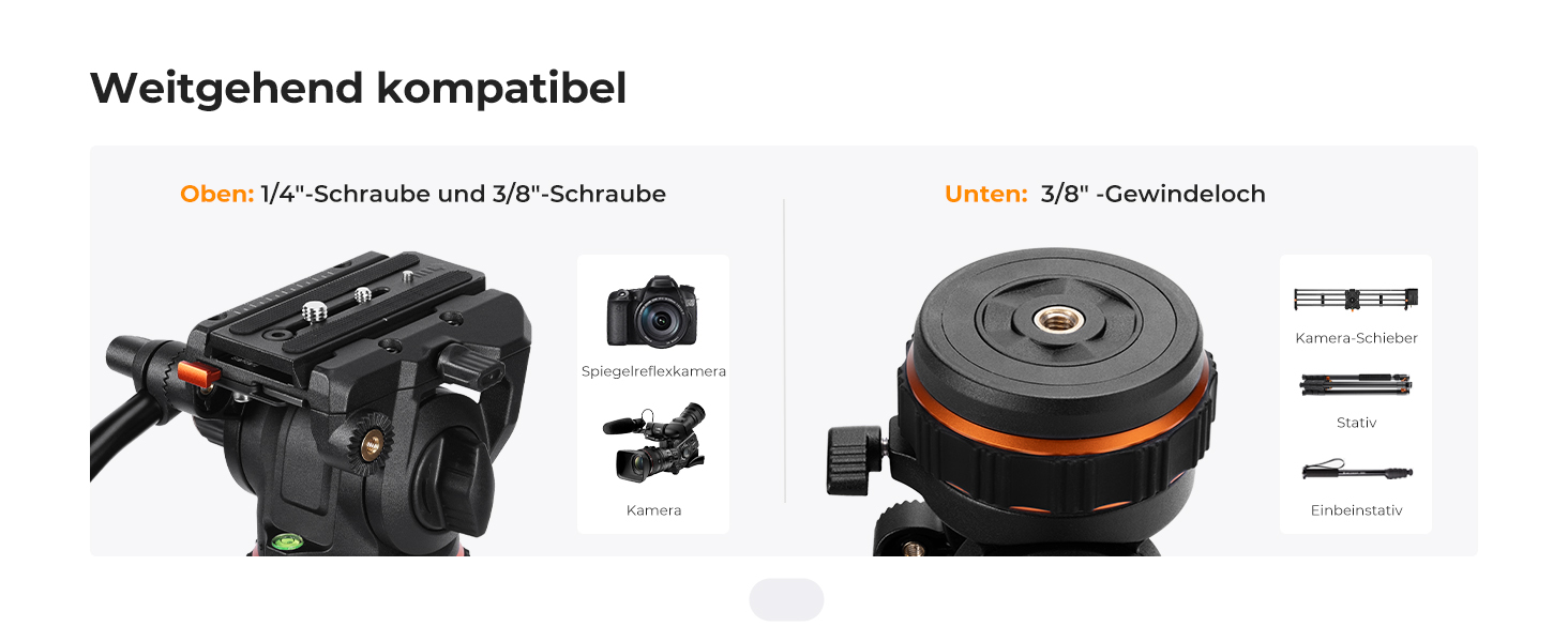 Штатив для камери K&F CONCEPT VA3+BV20: відео штатив з поворотним кріпленням, 184 см, для DSLR, відеокамер