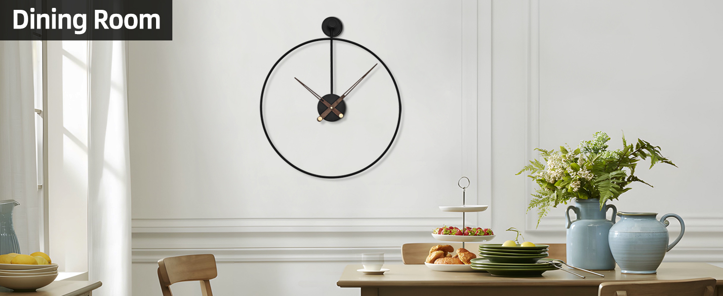 HAITANG Large Modern Living Room Clock, Black XXL Round Metal Wall Clock for Kitchen Office Bedroom, Vintage Wall Clocks, Battery Operated, Silent Clock Movement, Home Decoration, 60 cm