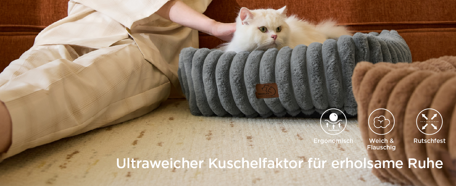 BEDSURE Лежанка для собак великих порід - ортопедична лежанка для собак 91x68x20 см з м'яким флісовим покриттям, ковзаюча лежанка з високим бортиком сірого кольору L 91 x W 68 x H 20 см