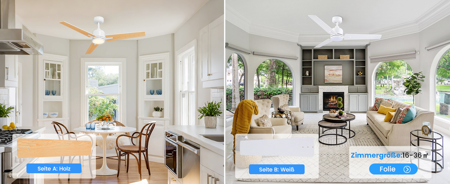 Deckenventilлятор Newday з підсвіткою та пультом керування, 122 см, дерев'яний, з DC мотором, для спальні/вітальні