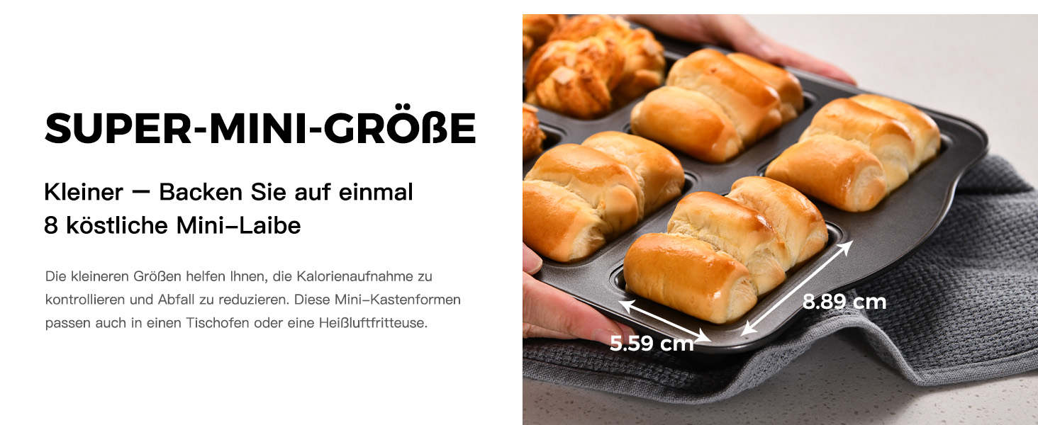 Форми для випічки HONGBAKE (2 шт.) з антипригарним покриттям, 36x24 см, з вуглецевої сталі, BPA-free, для міні-бананового хліба, брауні та хліба