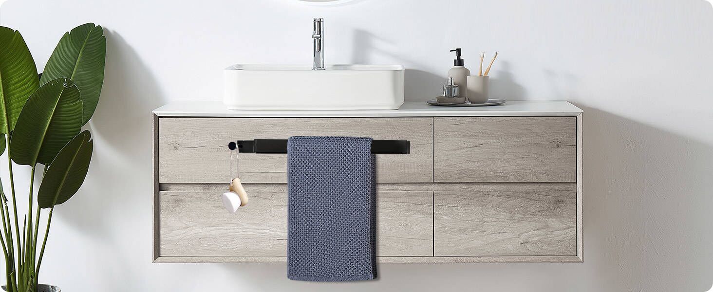 Тримач для рушників LIVEHITOP без свердління, нержавіюча сталь, самоклеючий, сріблястий, 43.5 см, з гачками для ванної кімнати