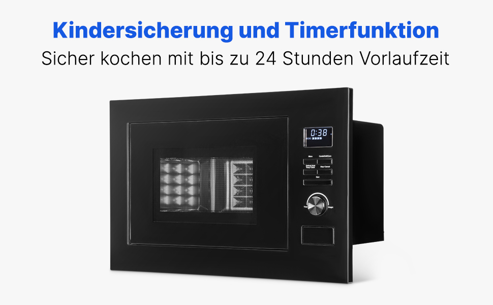 Вбудована мікрохвильова піч Bomann з грилем та конвекцією | 60 см | 900 Вт | 25 л | MWG 3001 H EB inox (Чорний)