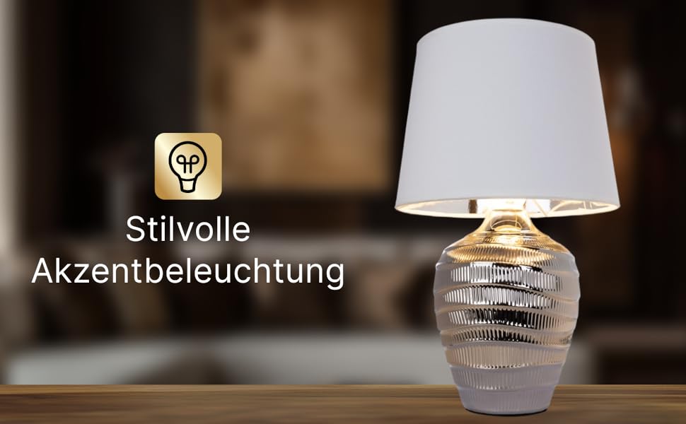 ARTE LAMP Poppy LED лампа настільна з кабелем – Хром/Біла настільна лампа з абажуром з білого текстилю для вітальні та спальні (Хром)