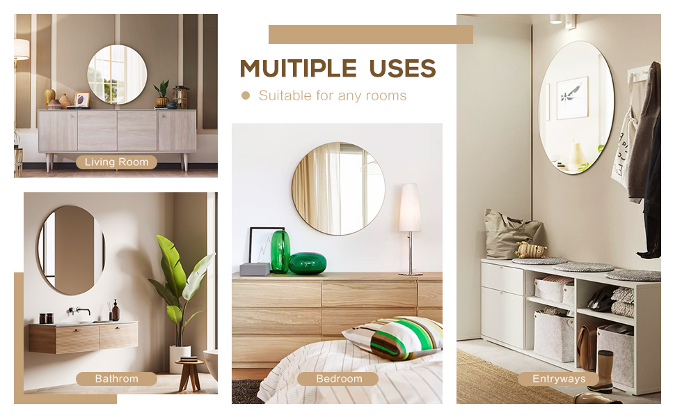 Дзеркало настінне прямокутне 40x60 см без рами, сучасне для ванної кімнати, HD скляне дзеркало