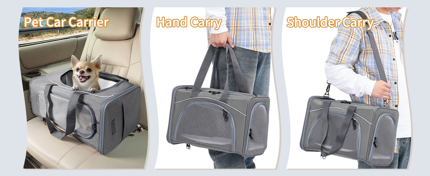 Транспортна сумка Petsfit для собак та котів, переноска для тварин, сумка-переноска для собак і котів, сіра