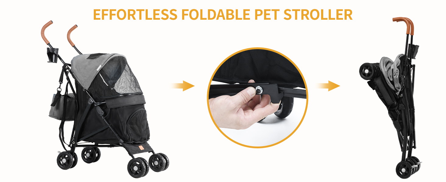 Візок для собак та котів DWVO - зручний та компактний, до 11,3 кг, блакитно-чорний (45,7x83x114cm)