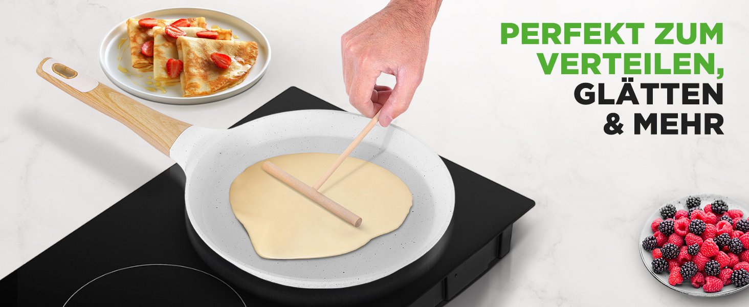 Сковорода для млинців Nutrichef з антипригарним мармуровим покриттям 28 см, індукція, алюмінієва, з дерев'яною лопаткою