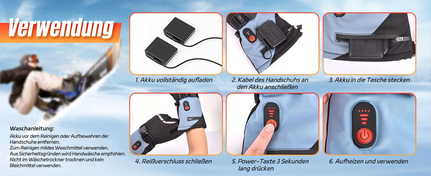 Обогревні рукавички для жінок та чоловіків 7.4V 6400mAh, акумуляторні, 3 режими нагріву, водонепроникні, сенсорні, для мотоцикла, лиж, скелелазіння, піших прогулянок, універсальний розмір