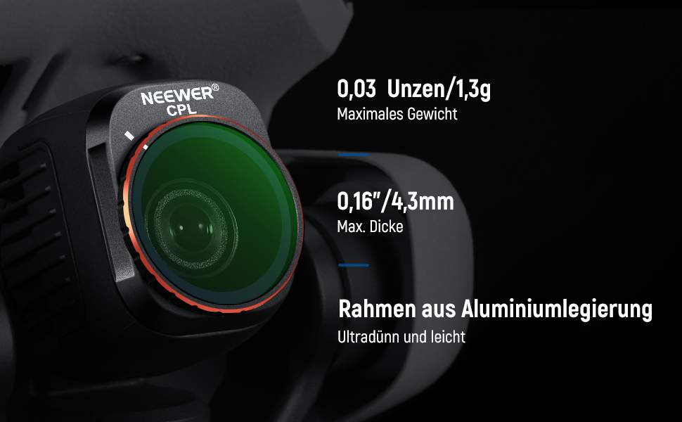 Набір фільтрів ND та CPL NEEWER для DJI Mini 4 Pro: 6 шт. (ND8, ND16, ND32, ND64, ND128, CPL) з ультратонким рамкою
