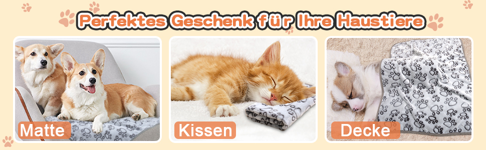 3 шт. м'яка ковдра для собак, котів, 110x80 см та 80x100 см, сіра. Практична, миюча, для дому та подорожей.