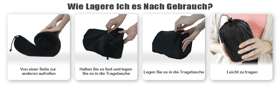 Подушка для шиї у вигляді U, Memory Foam, для подорожей, авто, офісу, дорослі, з маскою для сну та навушниками, чорна