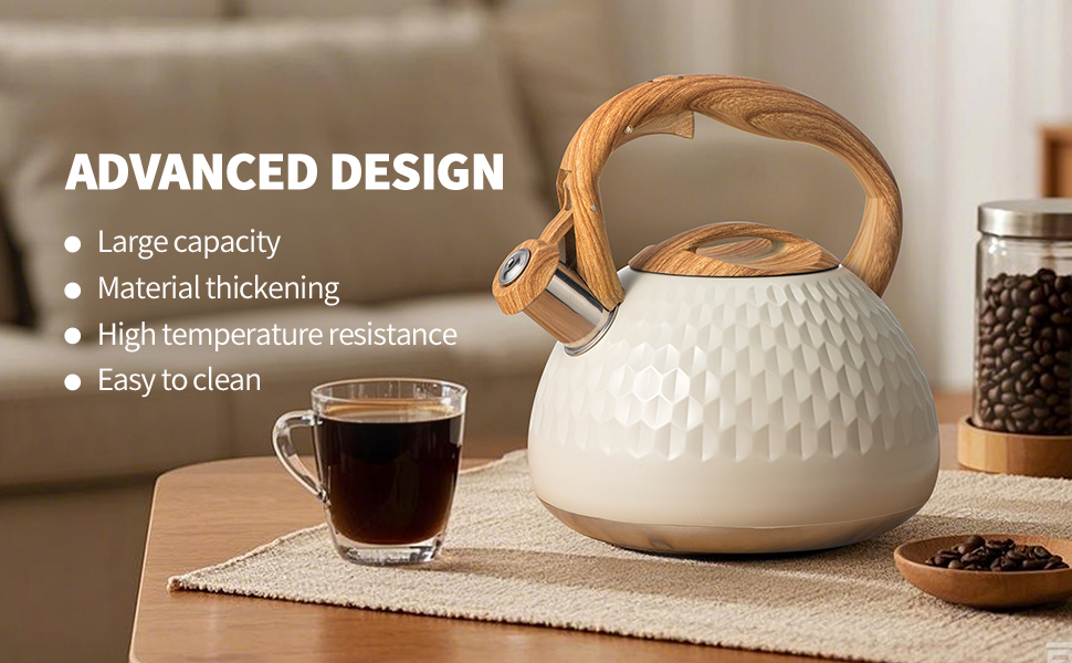 Чайник Teekessel 2.7л з дерев'яною ручкою, гучний свисток, нержавіюча сталь, безпечний, для всіх плит