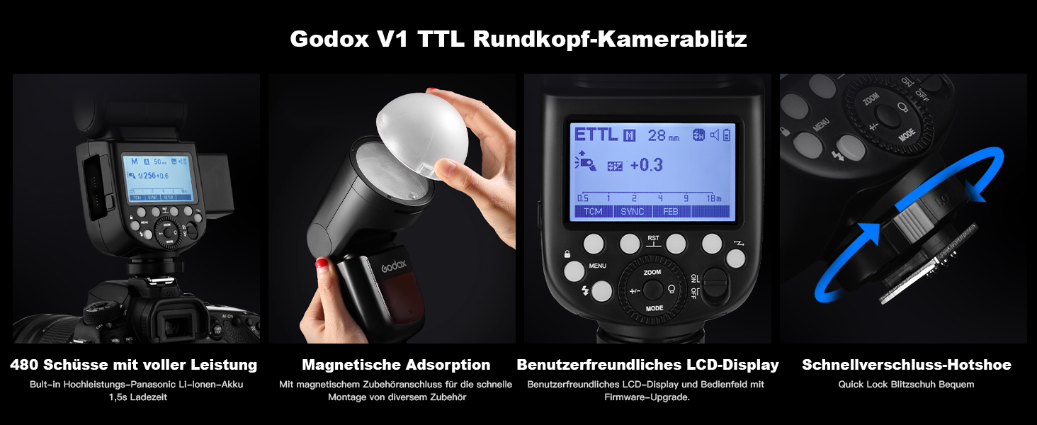 Спалахувач Godox 76W для камери з підтримкою i-TTL, 2.4G Wireless X System, 1/8000 HSS, сумісний з Olympus (V1-N)