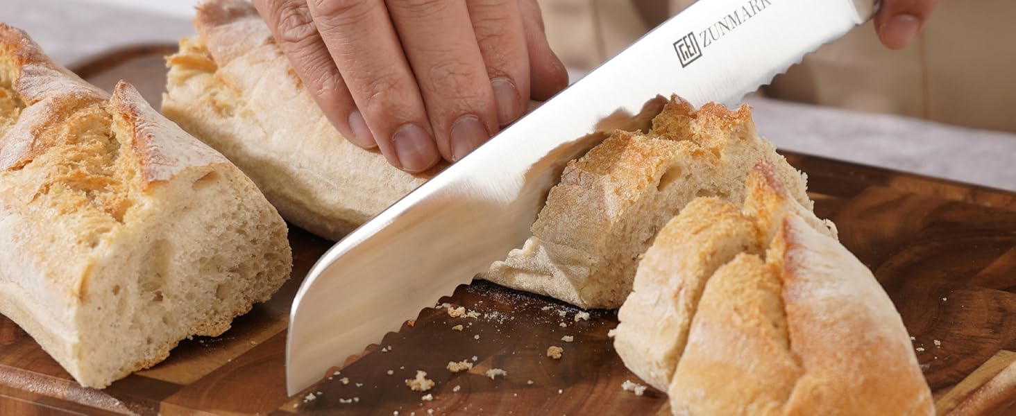 13-Piece Premium Stainless Steel Knife Block Set with Magnetic Storage - Ergonomic Handles, Kitchen Chef's Knife Set, Acacia Wood Block with Leather Strap