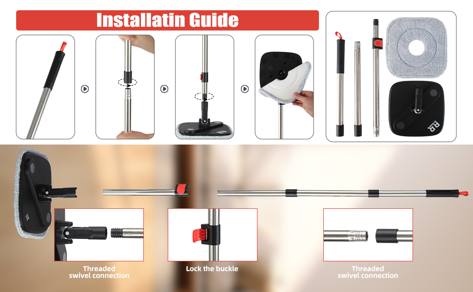 Набір для миття підлоги Spin Mop з віджимом 360° та мікрофіброю, телескопічний подовжувач, набір для прибирання