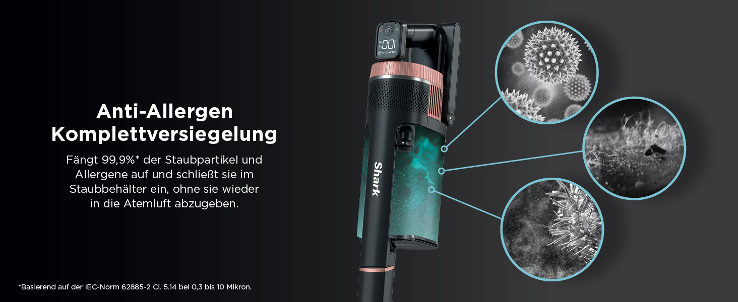 Shark Stratos акумуляторний бездротовий пилосос PowerFins Plus, 60 хв роботи, CleanSense IQ, антизаплутування волосся, насадки для щілин та різних поверхонь, рожево-антрацитова колірна гамма, IZ400EU Stratos, без насадки для тварин