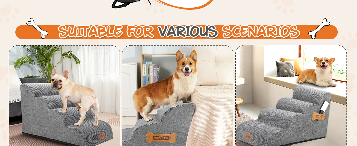 Східці для собак Nobleza – 4 сходинки, гумовий матеріал, ролик для шерсті, ідеально для маленьких собак