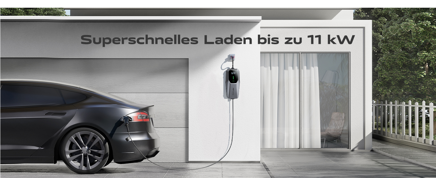 Кабель для зарядки електромобіля Type 2, 3.6KW, 6A-16A, LED-дисплей, 8м, IP65, IEC 62196-2, EU-Schuko