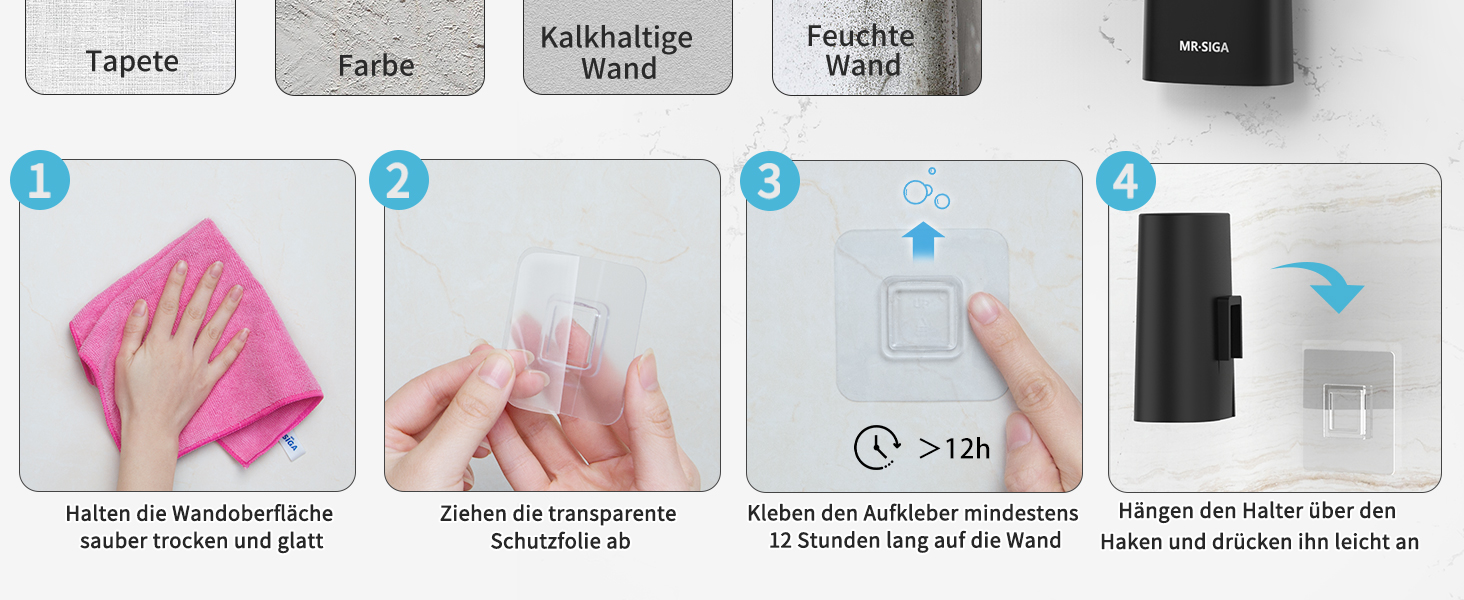Набір для чищення унітазу Mr.SlGA з тримачем, настінний, компактний, білий, 2 шт. (чорний)