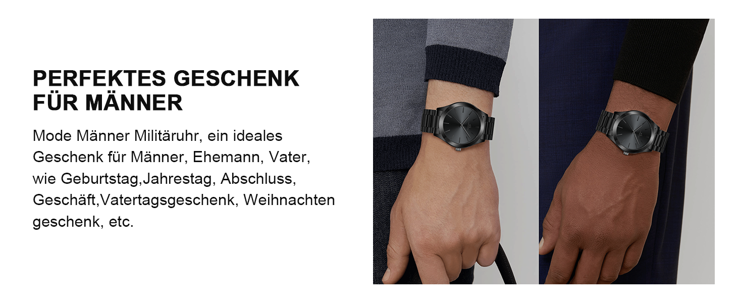 Чоловічий годинник LN LENQIN з нержавіючої сталі, водостійкий (30м), кварцовий, аналоговий, для бізнесу та повсякденного носіння (01 - Чорний)