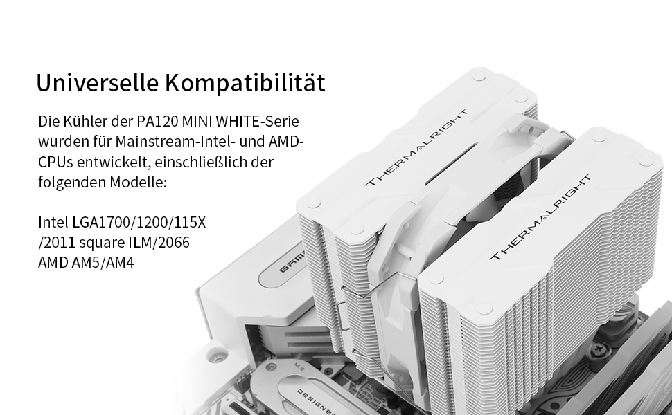 Thermalright Peerless Assassin 120 MINI White - Кулер для CPU з 6 heatpipes, 120mm вентилятором, для AM4/AM5/Intel LGA 1851/1700/1150/1151/1200/2011