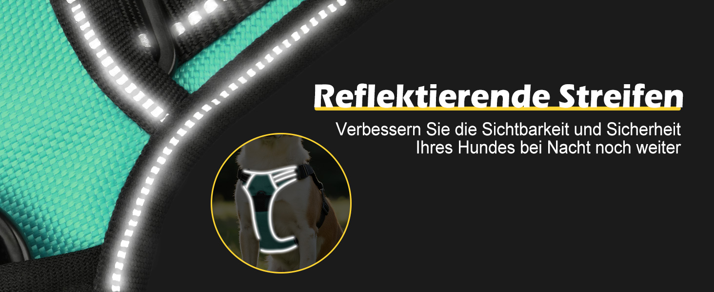 Світловідбиваючий нашийник для собак Joytale, зарядний, середнього розміру, без перетягування, з ручкою, світловідбиваючий, з м'якою підкладкою, регульований, для нічних прогулянок, чорно-синій, M (1 шт.)