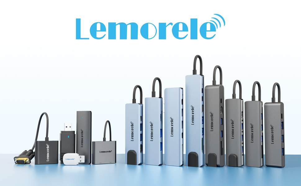 Lemorele USB-C хаб 14-в-1: док-станція з 3 портами дисплея (2 HDMI 4K + VGA), 5 USB (3x USB 3.0), 100W PD, SD/TF кардрідер, аудіо, сумісна з MacBook, Dell, Windows