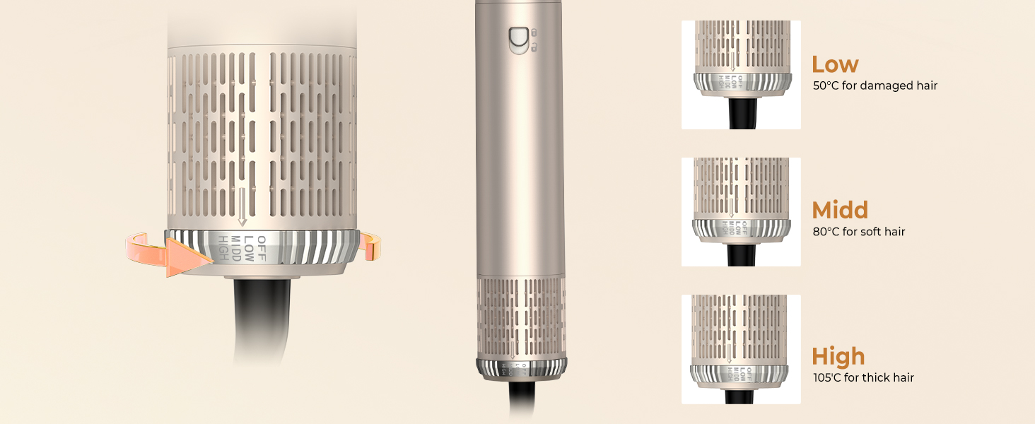 UKLISS Hairstyler 6 в 1 Airbrush: професійний набір для укладки волосся | 1000W | Air Curler, фен-щітка, стайлер для локонів, об'єму та випрямлення | Золотий