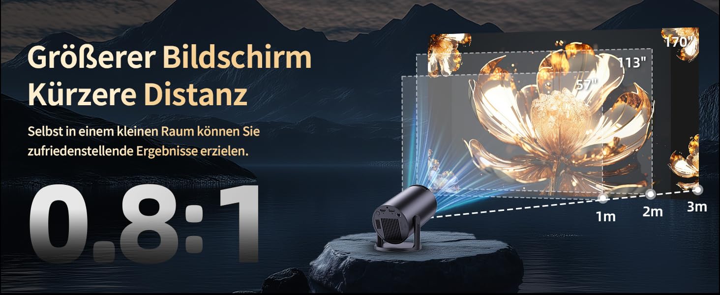 Портативний проєктор Yoton Mini Beamer Wi-Fi6/Bluetooth 5.4 з бездротовою трансляцією екрану (Android/iOS), підтримка 1080P, автоматична корекція трапецеїдальних спотворень, HDMI, Native 720P, білий (чорний)