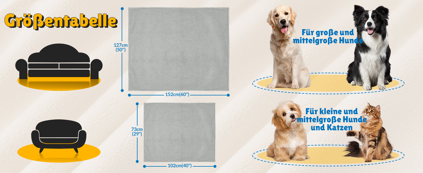 Водонепроникний килимок для собак, 152x127 см - двосторонній, м'який, теплий. Підходить для великих собак та котів. Захищає підлогу, ліжко, диван та автокрісло. Сірий.