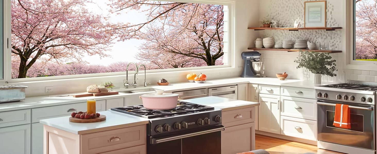 RIOVARM Induction Cookware Set - 16 PCS Nonstick Granite Pots & Pans with Removable Handles, Silicone Lids, Stackable & PFOA-Free - Sakura Pink