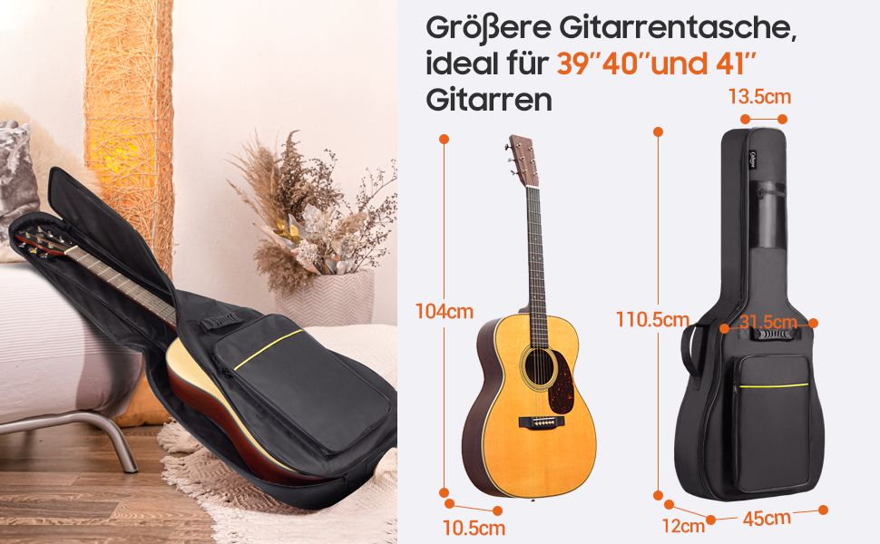 Чохол для акустичної гітари Cahaya Gig Bag: водонепроникний, з підкладкою, рюкзак для гітари 39/40/41 дюймів