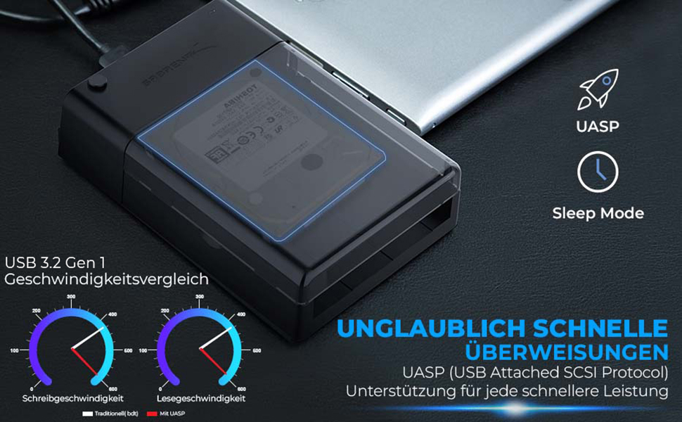 Док-станція для HDD/SSD SATA 2.5'/3.5' Sabrent – USB 3.0, 5Gbps, зовнішній корпус