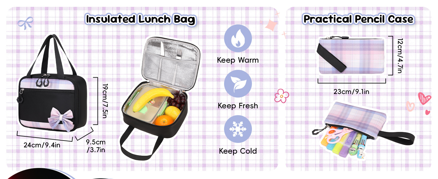 Шкільний рюкзак для дівчаток 3 в 1: рюкзак, ланчбокс, пенал. Чорний, для 3-5 класів