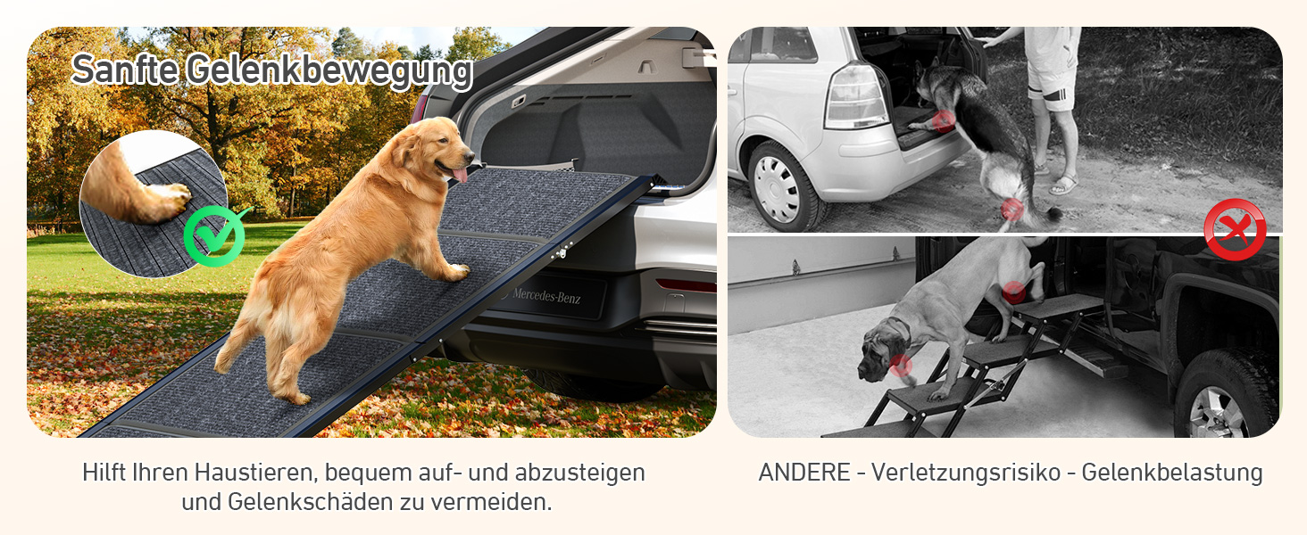Сходи для собак у машину, складані, з антиковзким покриттям, для середніх та великих собак до 113 кг, 170x44 см