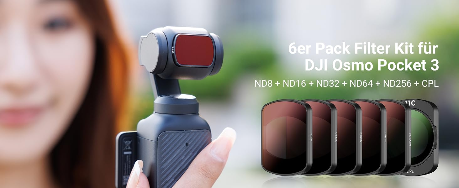 Набір магнітних фільтрів JJC 6в1 для DJI Osmo Pocket 3: ND8, ND16, ND32, ND64, ND256 та CPL (поляризаційний), світлофільтри для екшн-камери