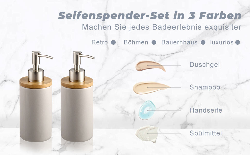 Дозатор для мила з кераміки, 500 мл, з металевим насосом, 2 шт. (сірий)