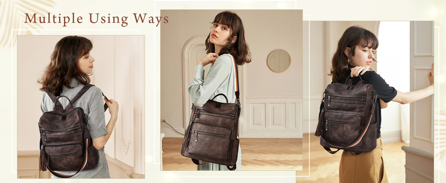 Шкіряний рюкзак-трансформер для жінок Shrrie: стильний рюкзак-сумка, Daypack, двоколірний каштано-коричневий