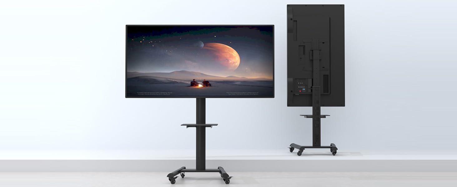 Підставка для телевізора XTRARM Proton 300: регульована висота 191 см, USB-порти, розетки, підтримка 32-75 дюймів, 40 кг, алюміній, скло, чорний колір