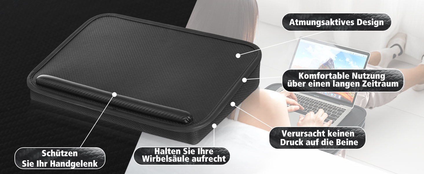 Підставка для ноутбука Lapdesk з подушкою, чорна - до 15.6 дюймів
