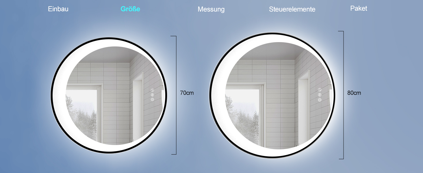 Дзеркало для ванної кімнати STARLEAD з LED-підсвічуванням 90x60 см, Bluetooth, регулювання яскравості, 3 кольори світла, протитуманне покриття, функція пам'яті, HD скло, IP44, горизонтальне/вертикальне, без рамки