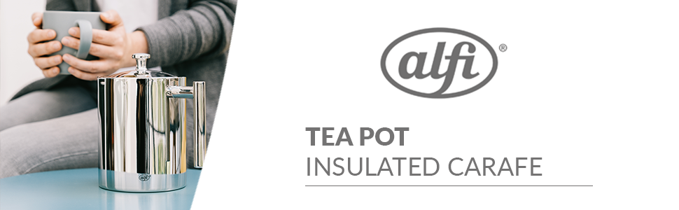 alfi TEA POT 1.40l, Stainless steel insulated pot with tea strainer and tea catcher, single-walled stainless steel, durable thermos pot, ideal as a teapot for loose tea, dishwasher-safe, BPA-free
