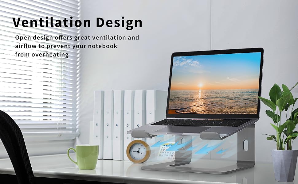 Підставка для ноутбука Orionstar, ергономічна, алюмінієва, з вентиляцією, сумісна з MacBook, Samsung, 10-15.6 дюймів, сіра