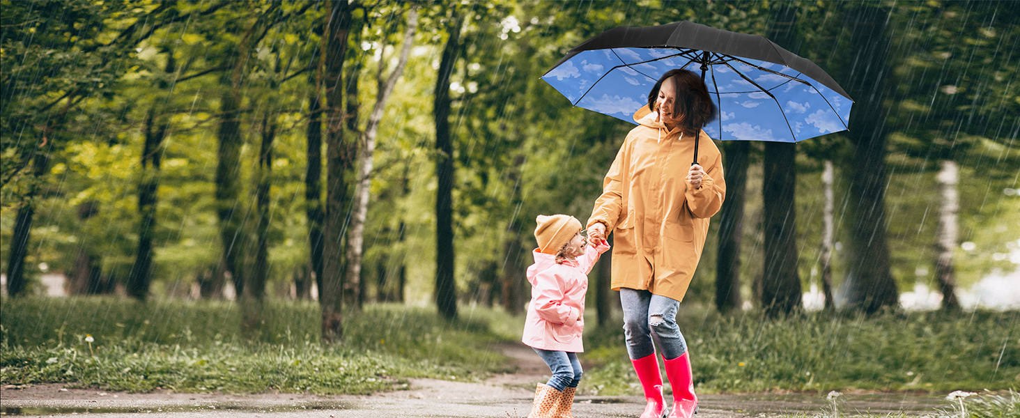 TECKNET Парасолька від вітру, велика автоматична парасолька з 10 спицями, 104 см, для чоловіків та жінок (Небесно-блакитний)