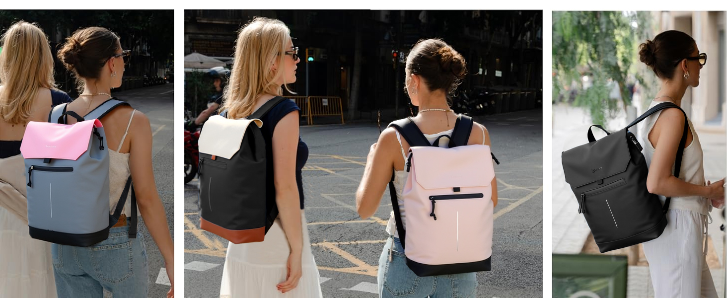 Чоловічий та жіночий рюкзак з матового шкірозамінника з відділенням для ноутбука 15,6